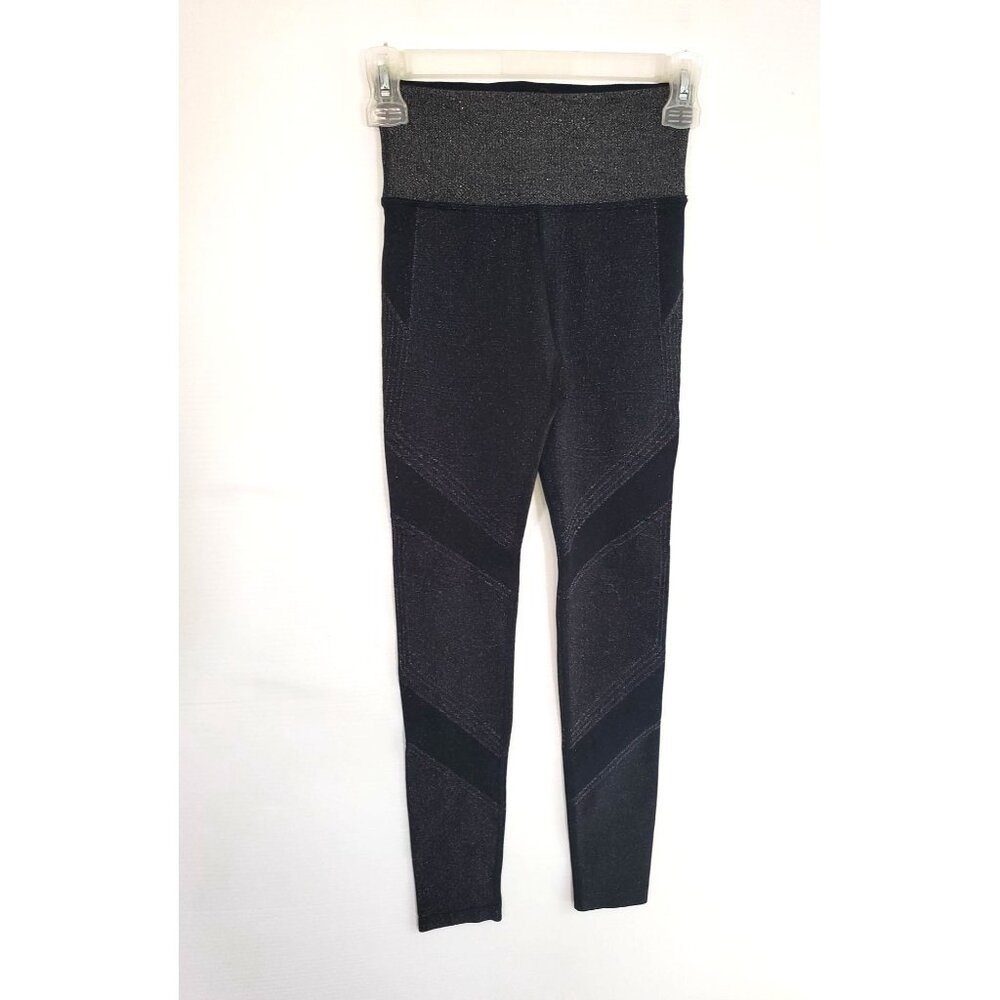 NWOT Athleta Lurex Twilight Black Shimmer Sparkle Tights Leggings Size XS 1179 - Picture 3 of 9